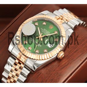 Rolex Datejust  Green Diamonds Dial Two Tone Swiss Watch Price in Pakistan