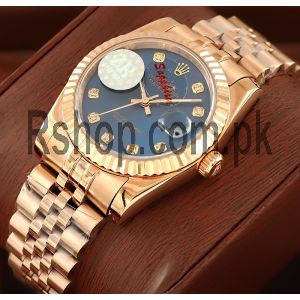 Rolex Datejust Rose Gold Blue Dial Swiss Watch Price in Pakistan