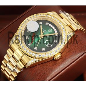 Rolex Day-Date Green Dial Diamond Swiss Watch Price in Pakistan