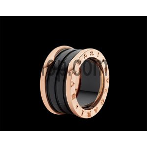 BVLGARI B.zero1 Four-Band Ring With Two Rose Gold Loops And a Black Ceramic Spiral. Price in Pakistan
