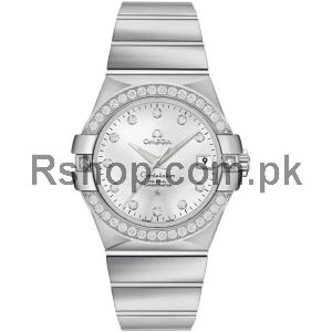 Omega Constellation Mens Chronometer Silver Diamond Watch