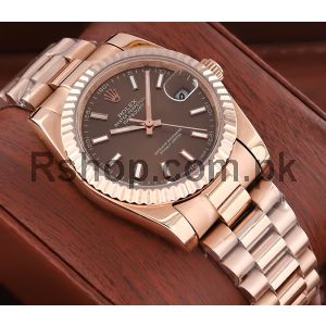 Rolex Datejust Rose Gold Brown Dial Watch  Price in Pakistan