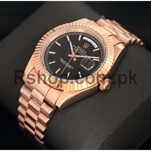 Rolex Day-Date Black Dial Everose Gold Watch Price in Pakistan